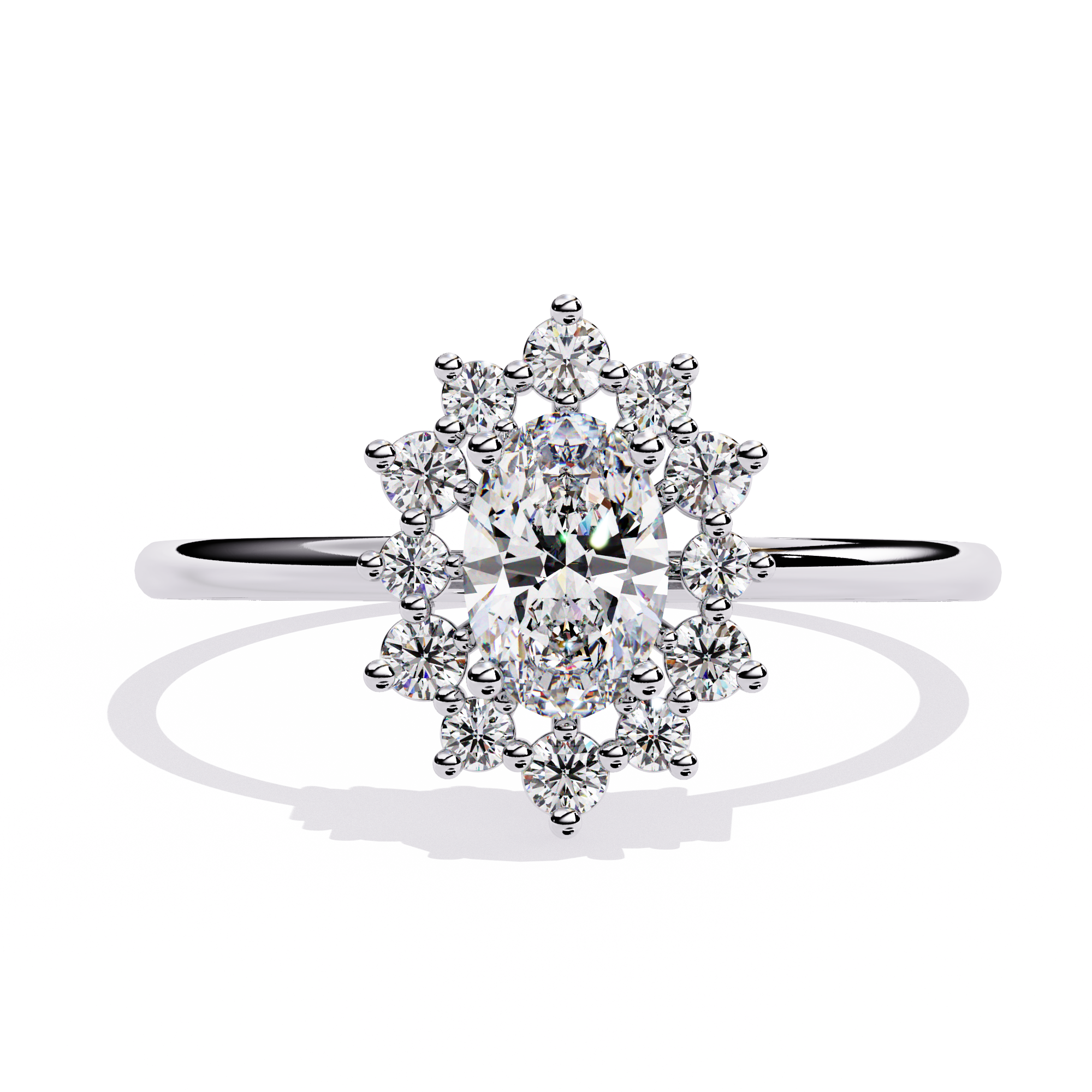 Solitairekart – 0.52 ct Floral Halo Ring Lab Grown Diamond Ring in 14K Yellow Gold